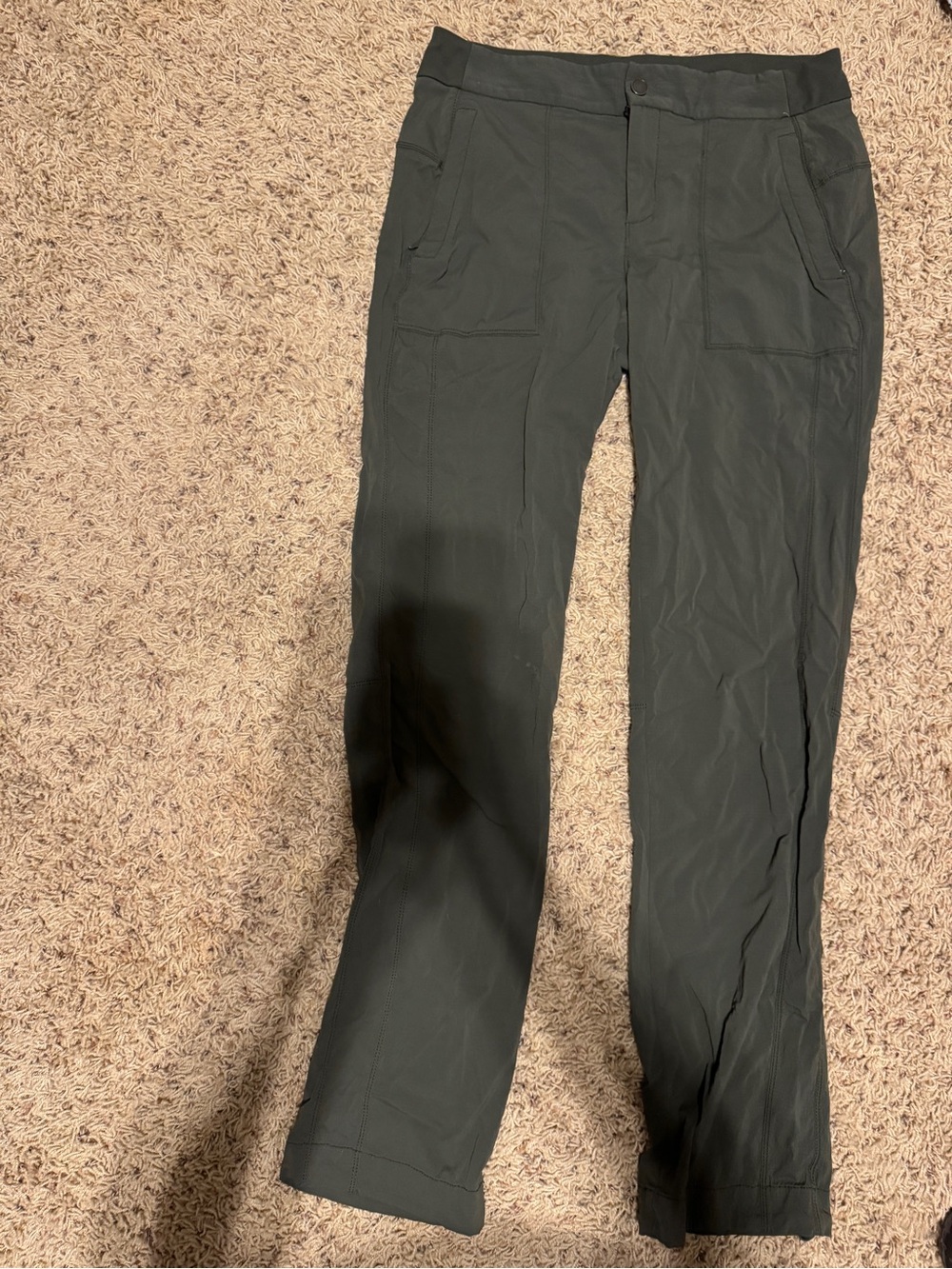 Athleta Straight-Leg Pants in Dark Olive Green